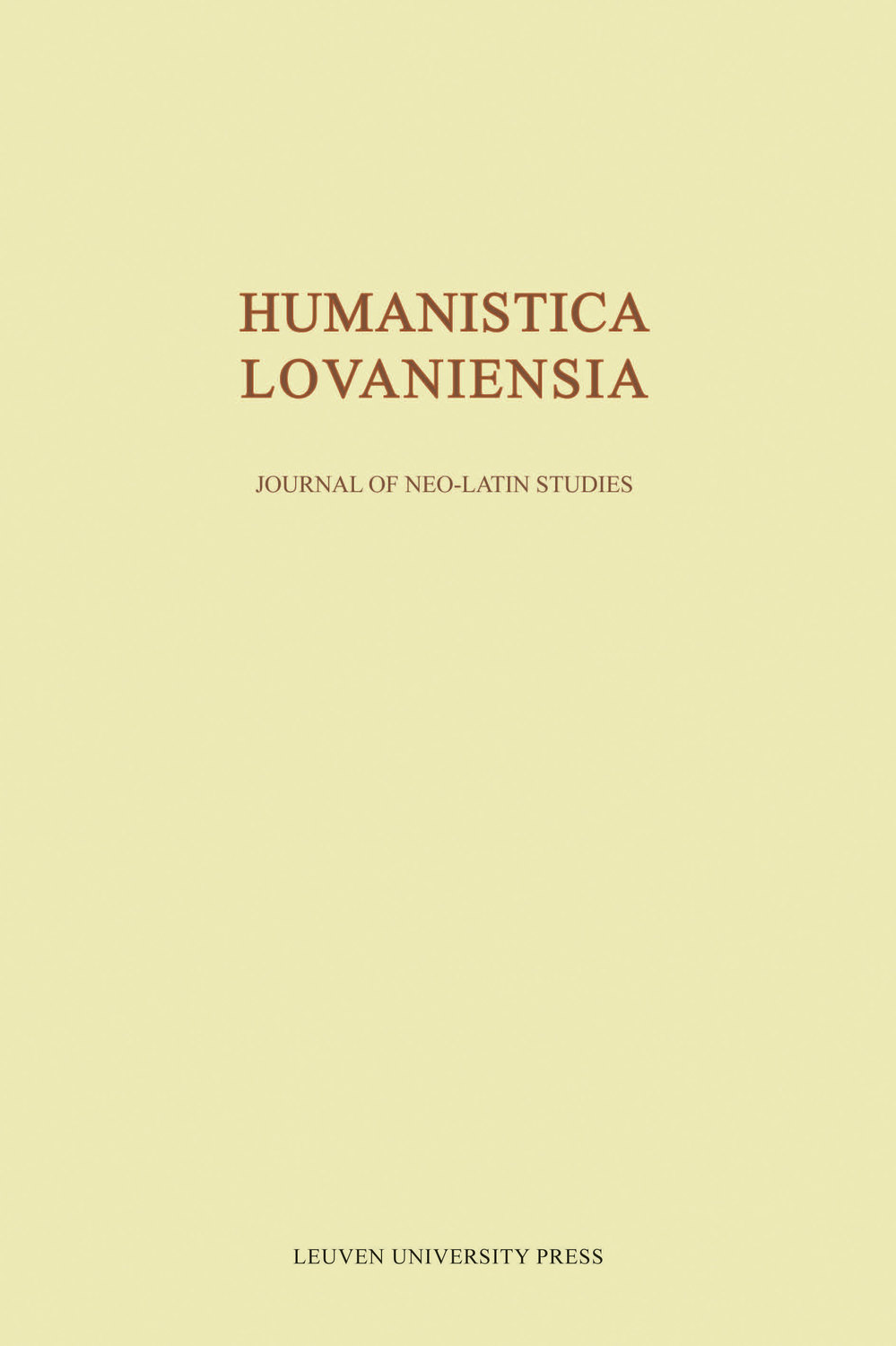 Humanistica Lovaniensia, Volume LXVI - 2017