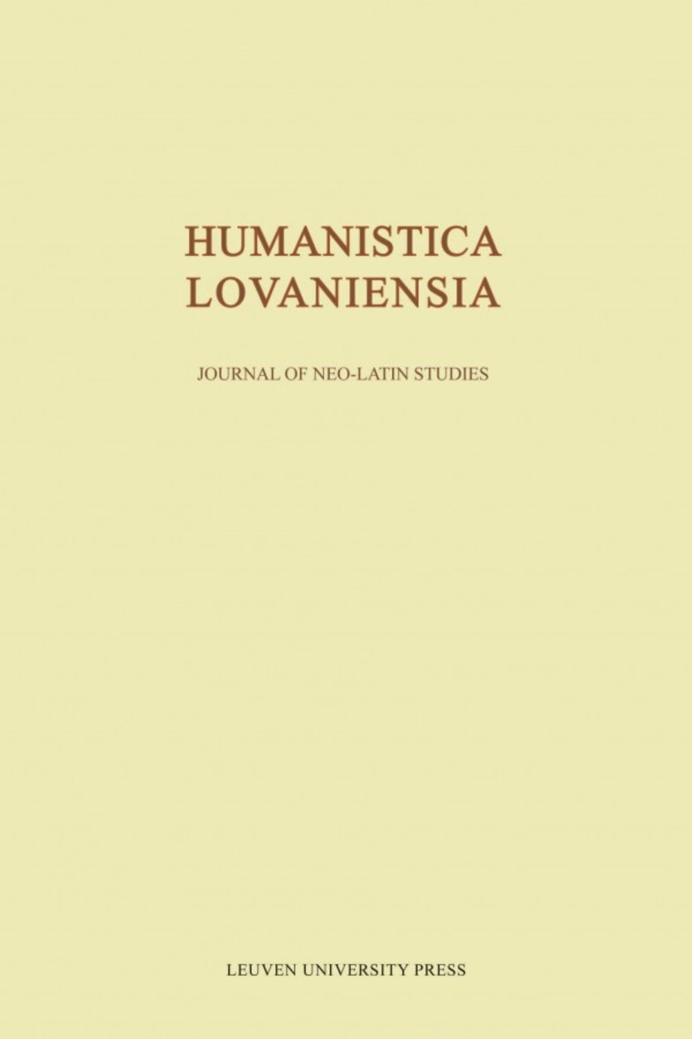 Humanistica Lovaniensia, Volume L - 2001