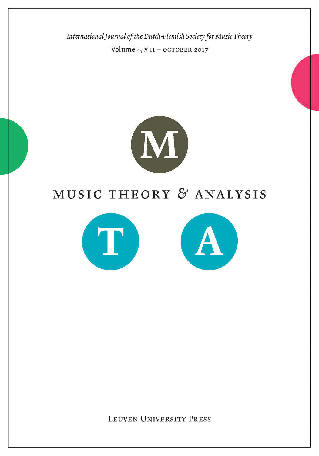 Music Theory and Analysis Volume 4 Issue II, 2017 (Journal Subscription)